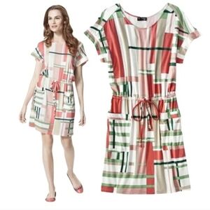 The Webster Miami Target Dress Size M Geometric Beach Casual Pink Green Stripes